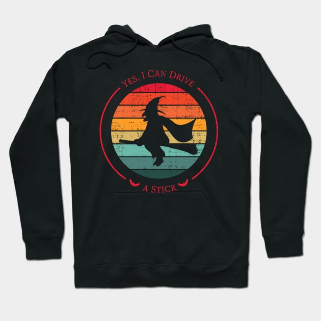 Yes, I Can Drive a Stick .Witch Flying. Halloween. Hoodie by lakokakr